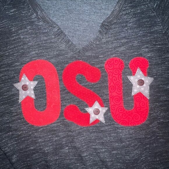 Bobbie Brooks Womens Ohio State Sweatshirt Oversized OSU Gray Red Medium EUC - Picture 6 of 6